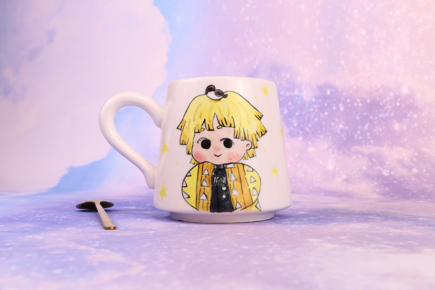 Demon-Slayer Ceramic Mugs Handpainted, Personalized Ceramic Cup for Anime Lovers