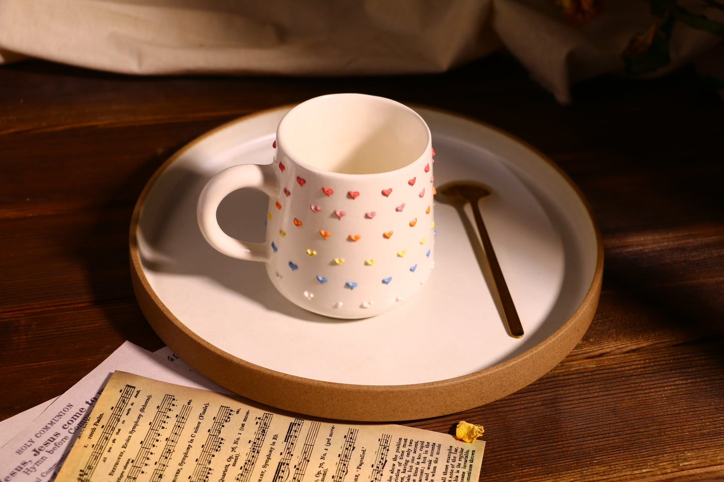 Cute Handmade 3D Heart Mug – Personalized Ceramic Coffee Cup for Coffee Lovers