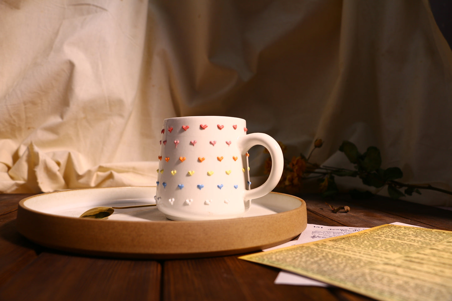 Cute Handmade 3D Heart Mug – Personalized Ceramic Coffee Cup for Coffee Lovers