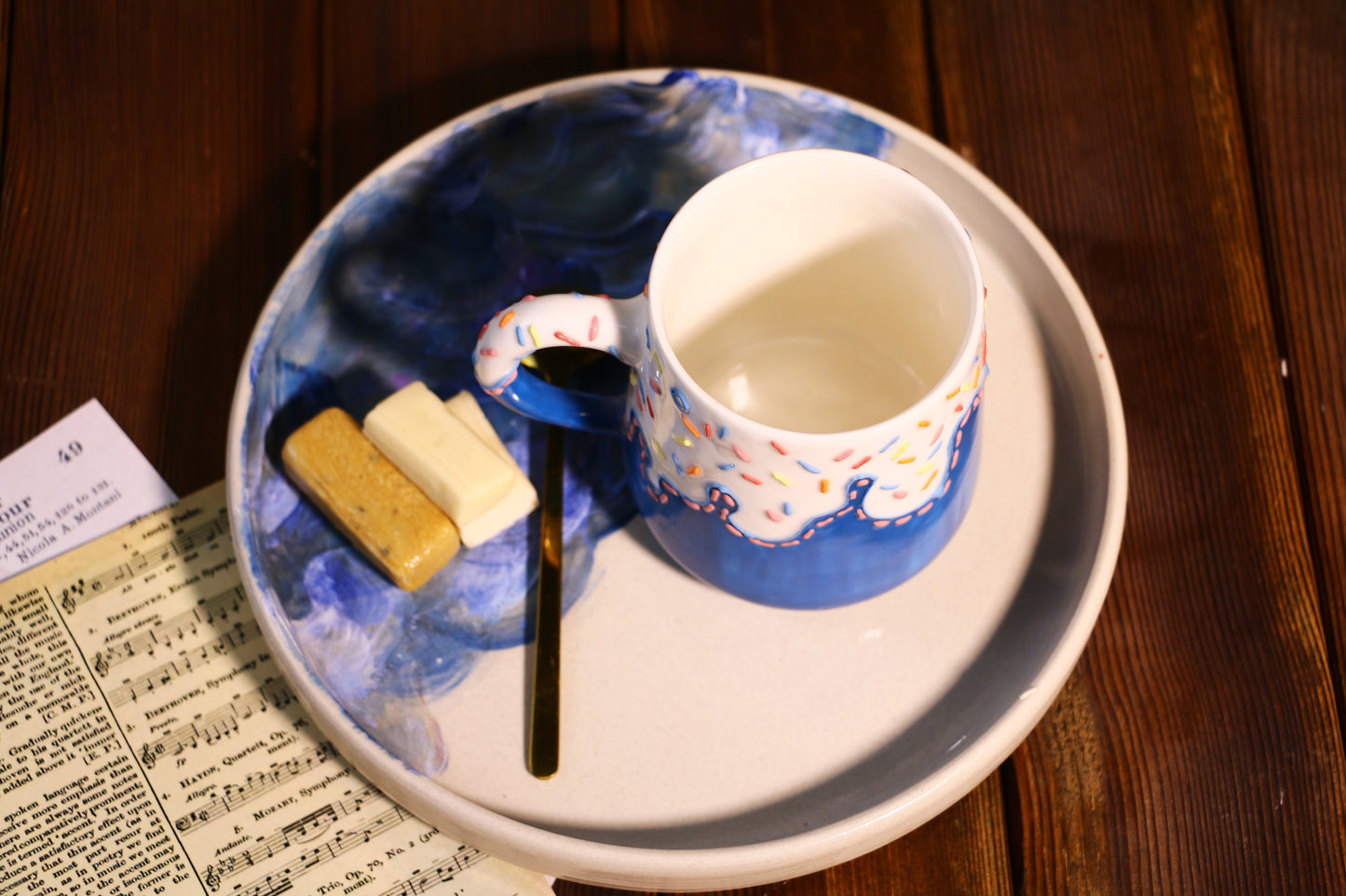 Handpainted Sweet Ice Cream Ceramic Mug, Personalized Pottery Mug for Coffee Lover