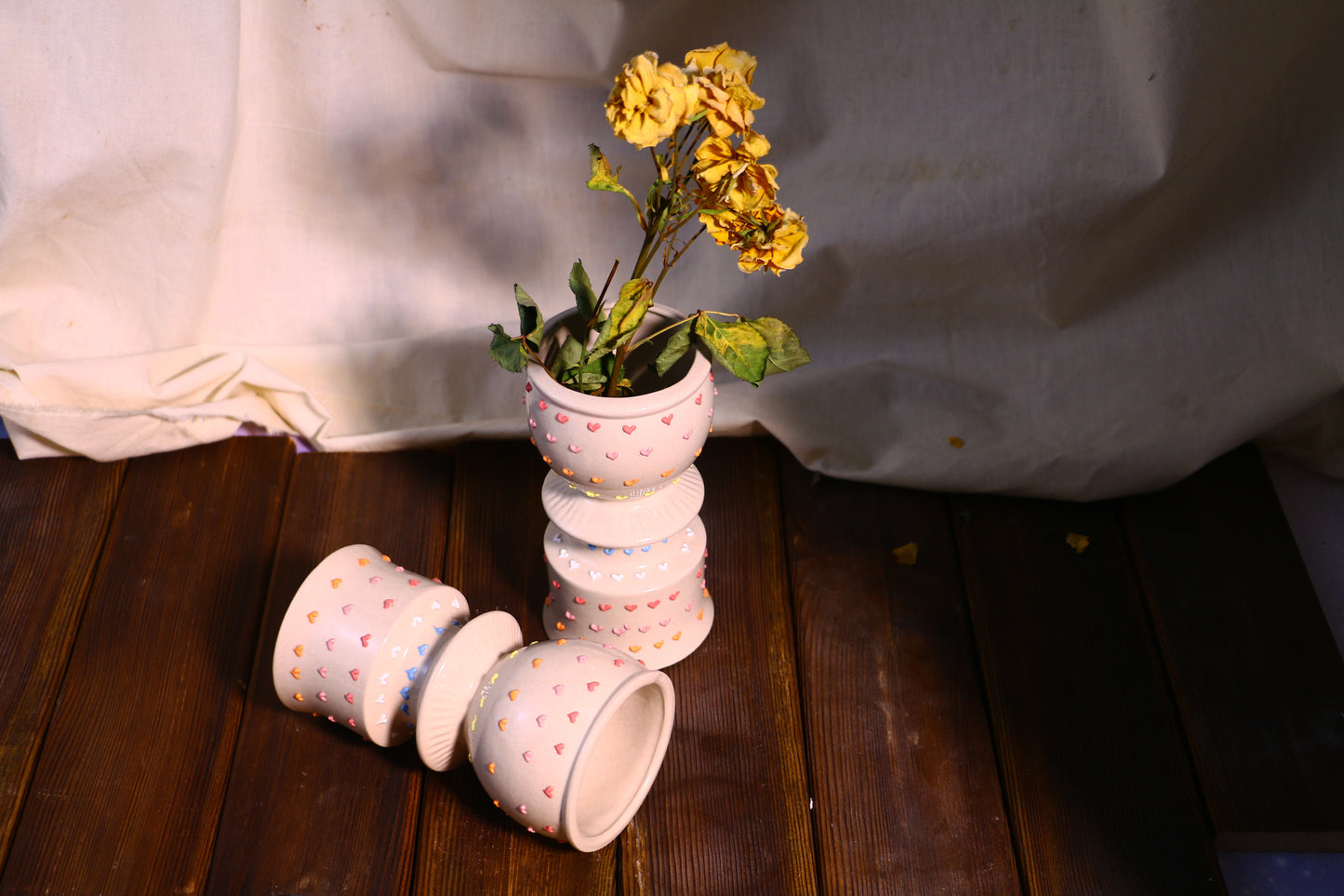 Handmade 3D Heart Vase – Elegant Ceramic Flower Planter for Home Decor