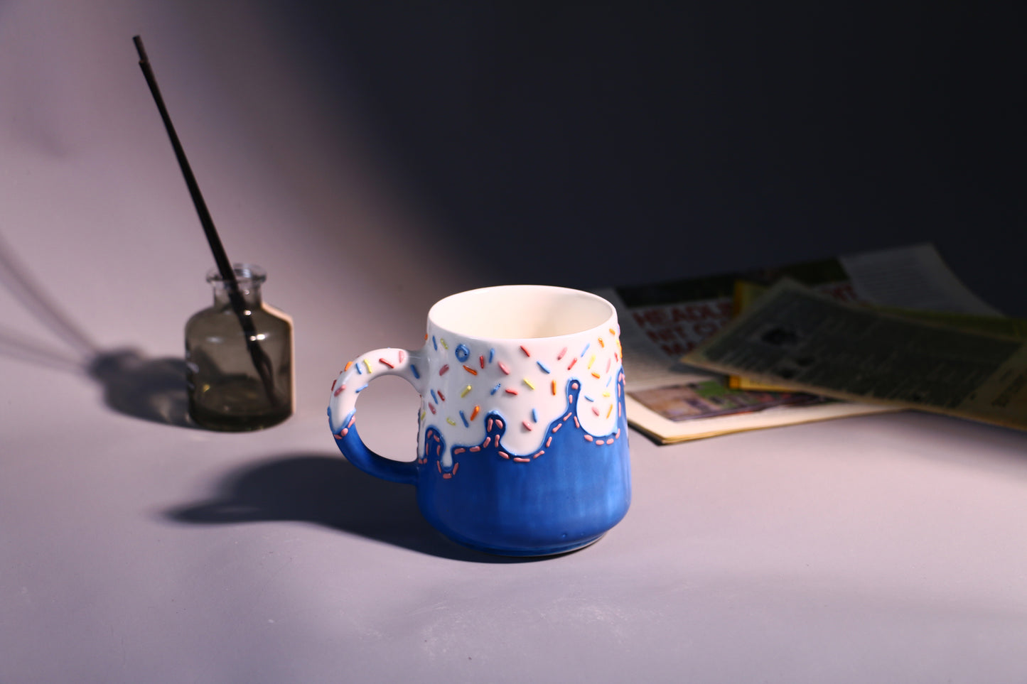 Handpainted Sweet Ice Cream Ceramic Mug, Personalized Pottery Mug for Coffee Lover