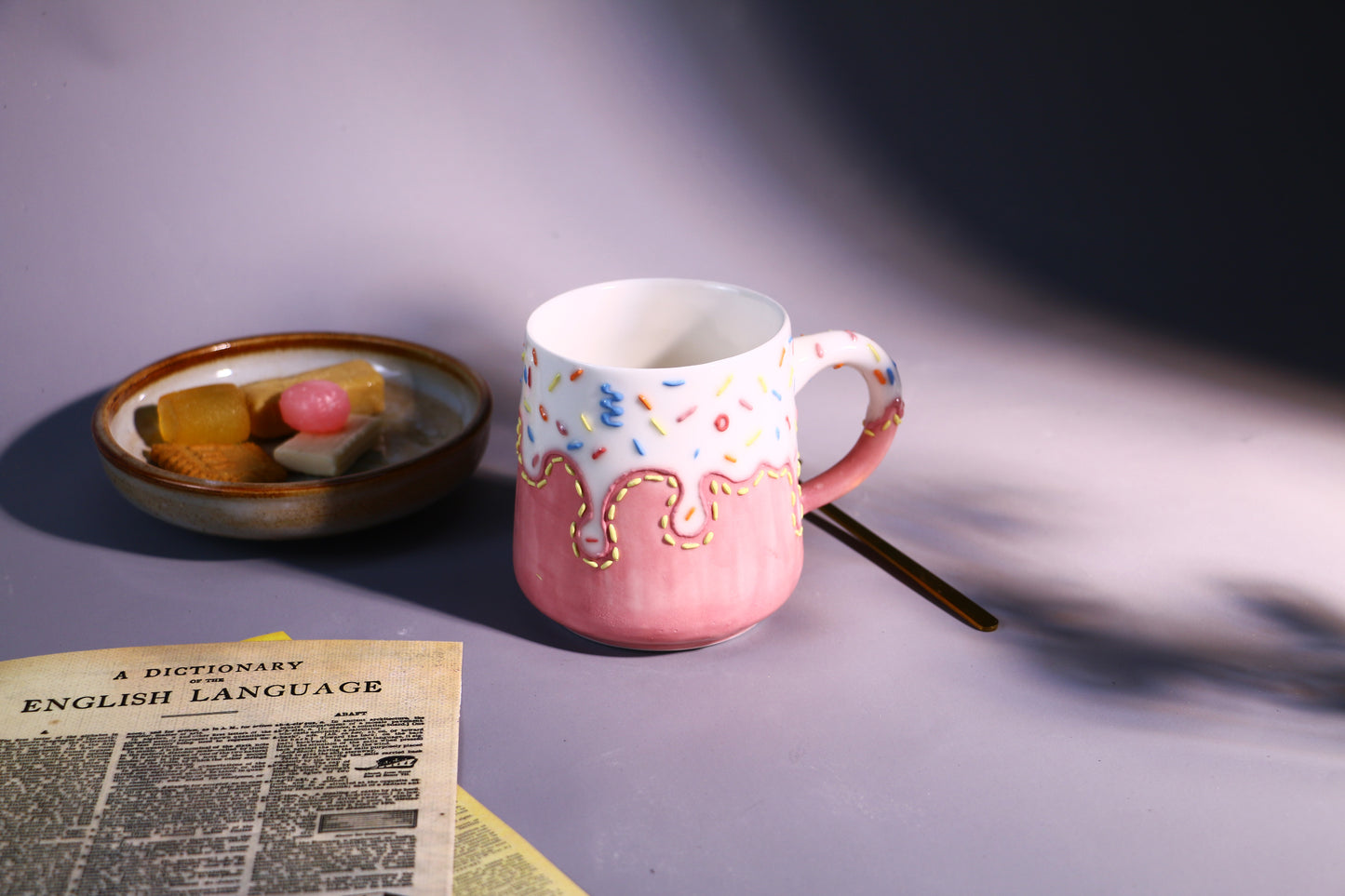 Handpainted Sweet Ice Cream Ceramic Mug, Personalized Pottery Mug for Coffee Lover