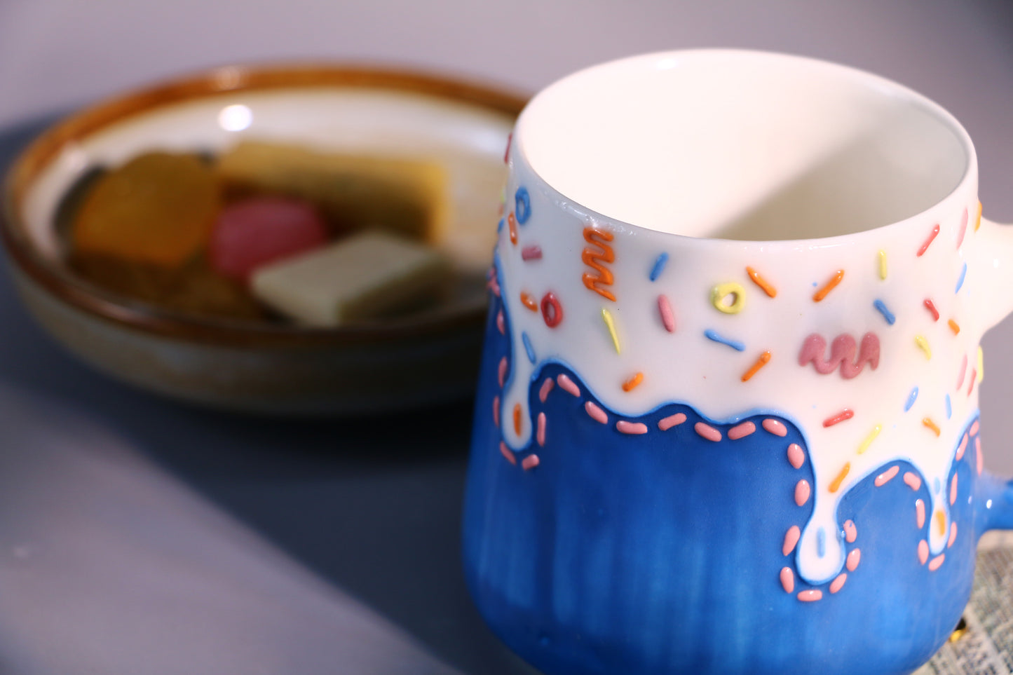 Handpainted Sweet Ice Cream Ceramic Mug, Personalized Pottery Mug for Coffee Lover