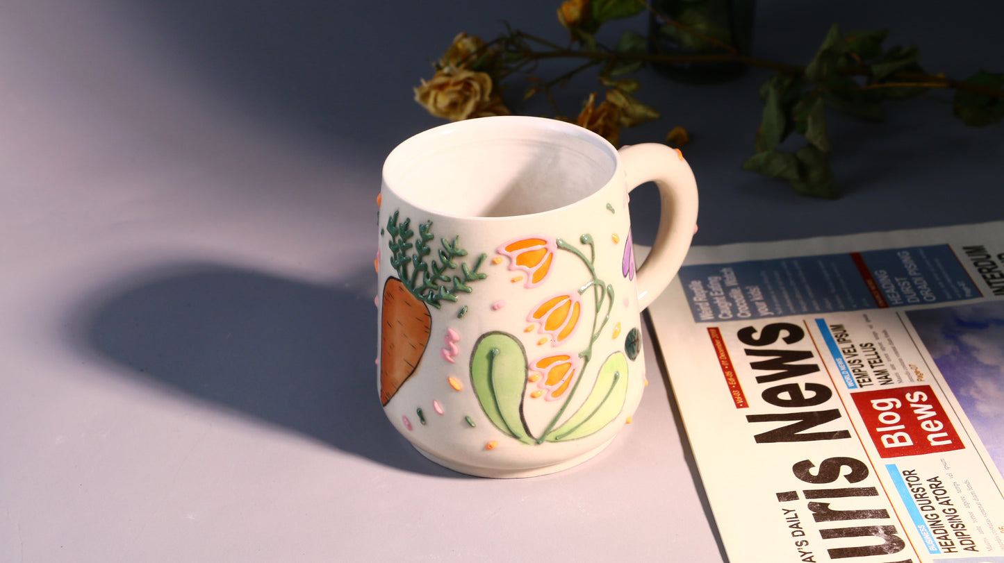 Hand-Painted Bunny Ceramic Coffee Mug - Cute and Playful Design for Animal Lovers