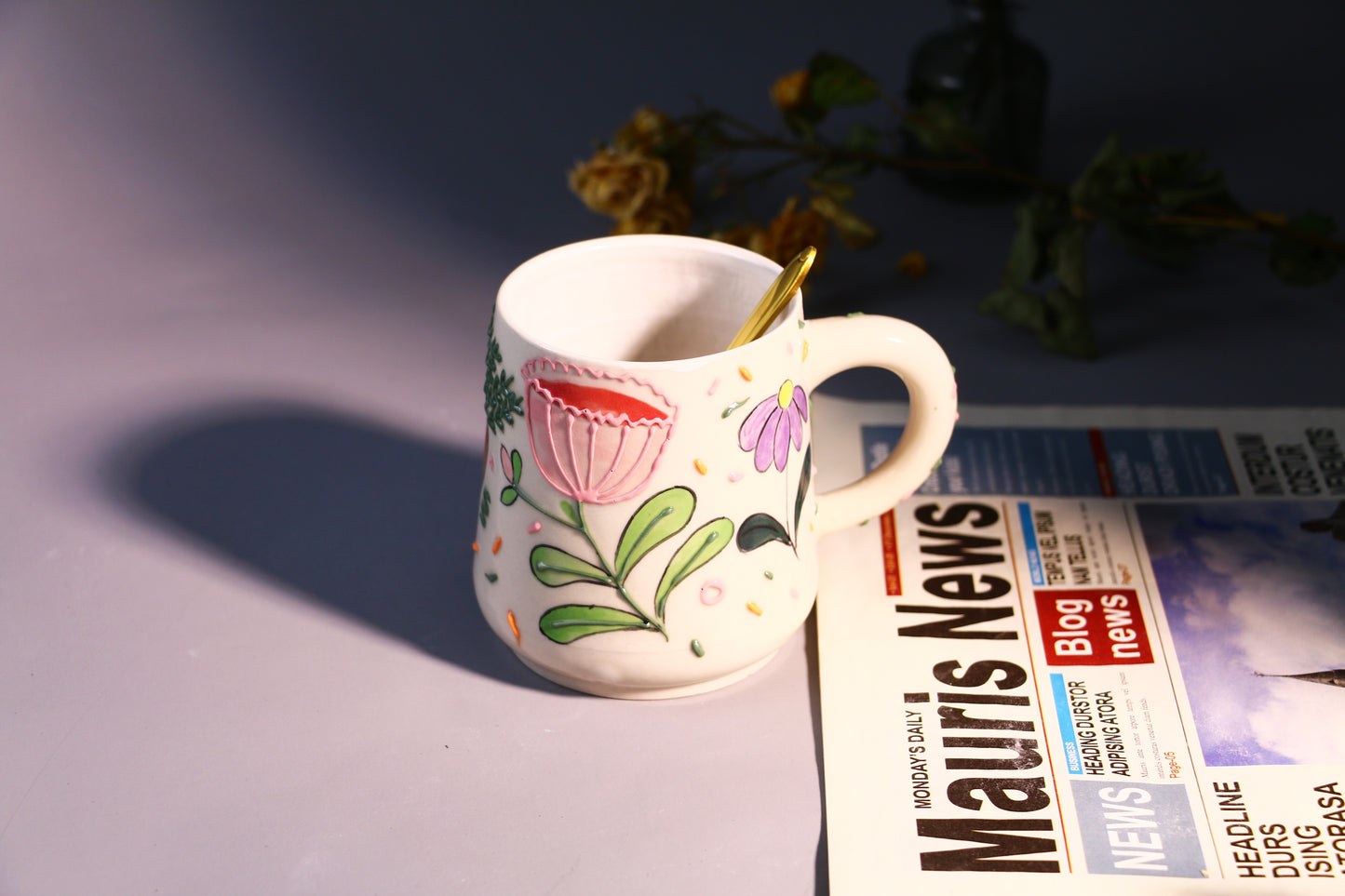 Hand-Painted Bunny Ceramic Coffee Mug - Cute and Playful Design for Animal Lovers