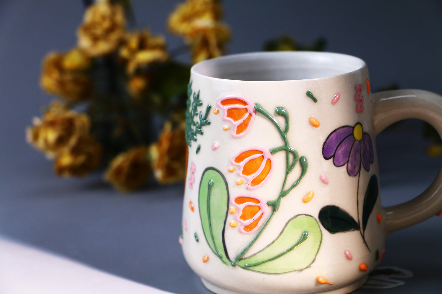 Hand-Painted Bunny Ceramic Coffee Mug - Cute and Playful Design for Animal Lovers
