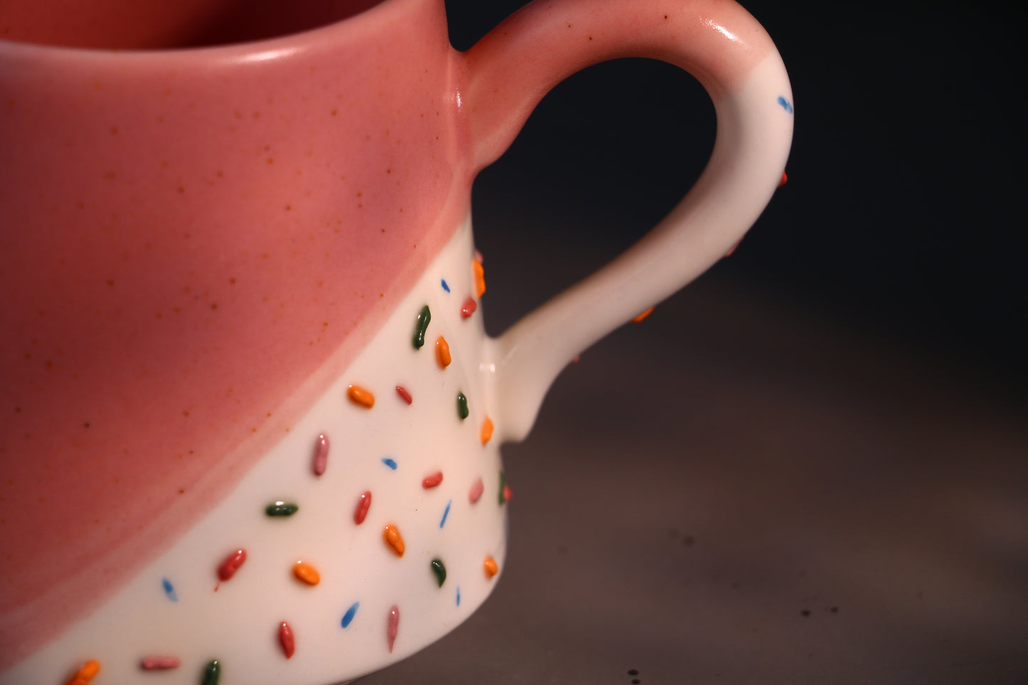 Ice Cream Ceramic Mug with Sprinkles Design, Handmade Cute Pottery Cup for Daily Use