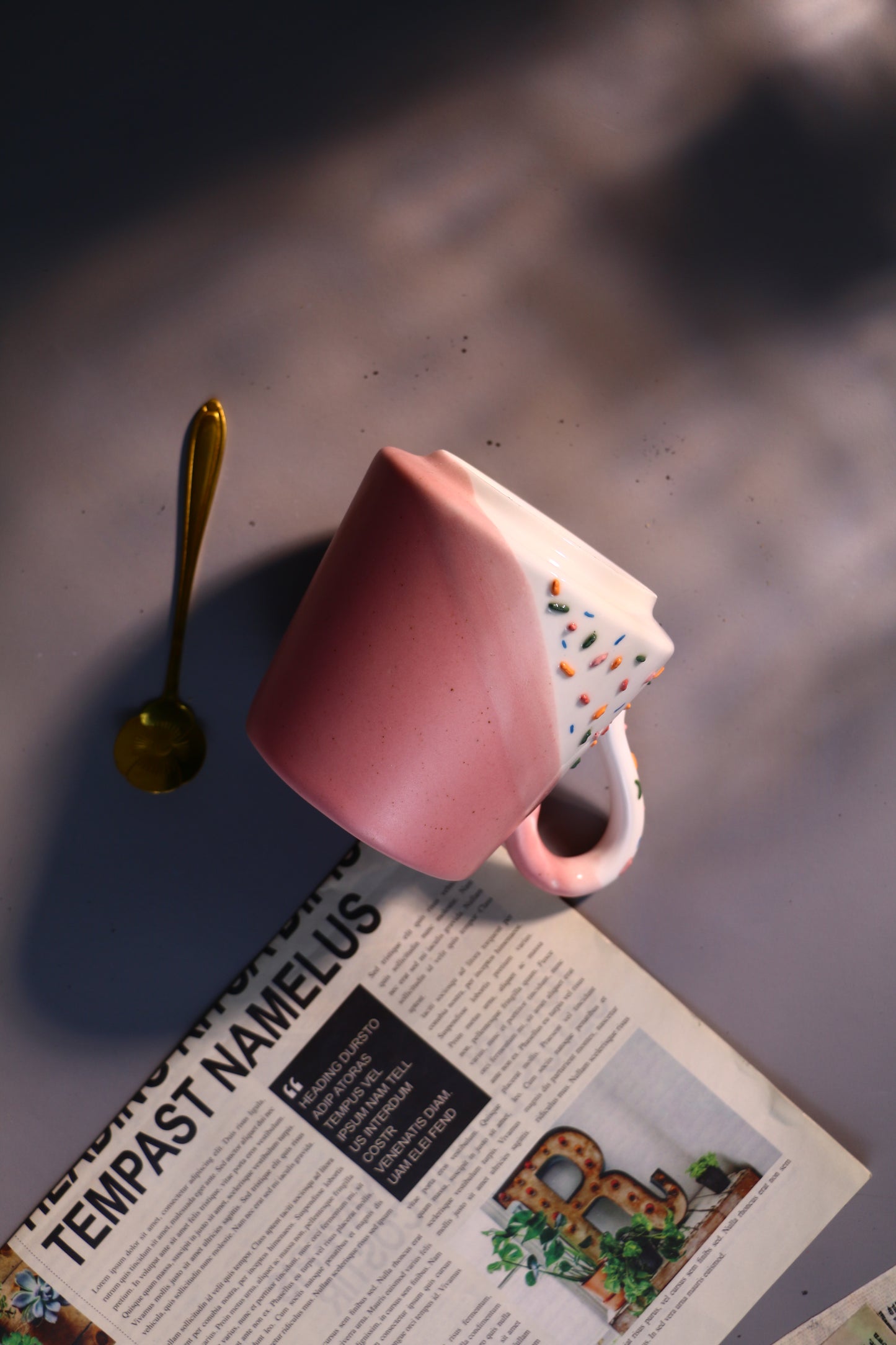 Ice Cream Ceramic Mug with Sprinkles Design, Handmade Cute Pottery Cup for Daily Use