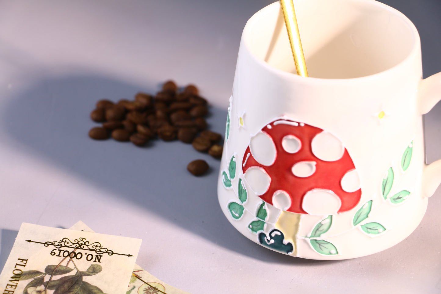 Handmade Ceramic Mug – Whimsical Mushroom Design, Hand-Painted Pottery Cup for Coffee and Tea Lovers