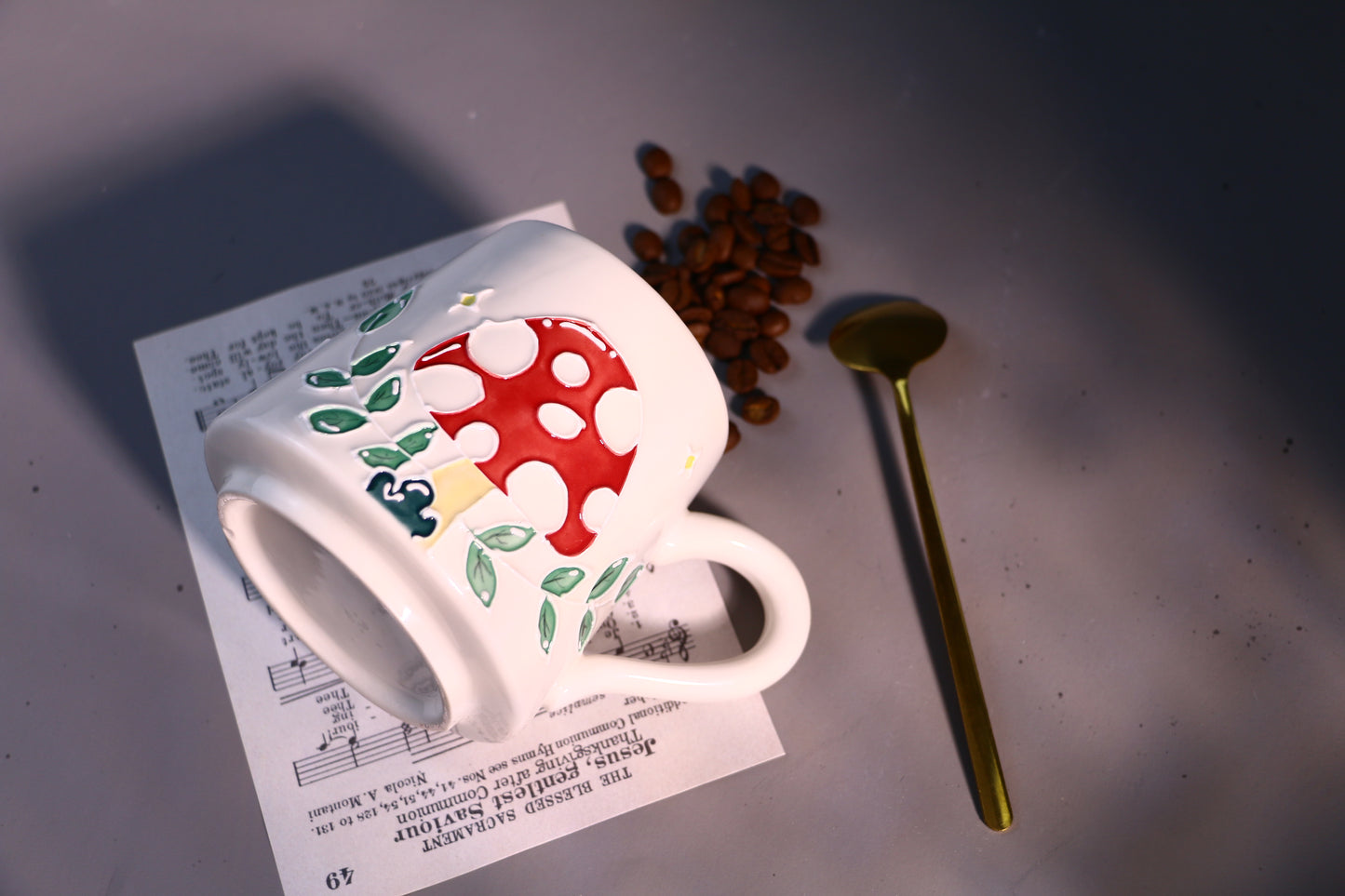 Handmade Ceramic Mug – Whimsical Mushroom Design, Hand-Painted Pottery Cup for Coffee and Tea Lovers
