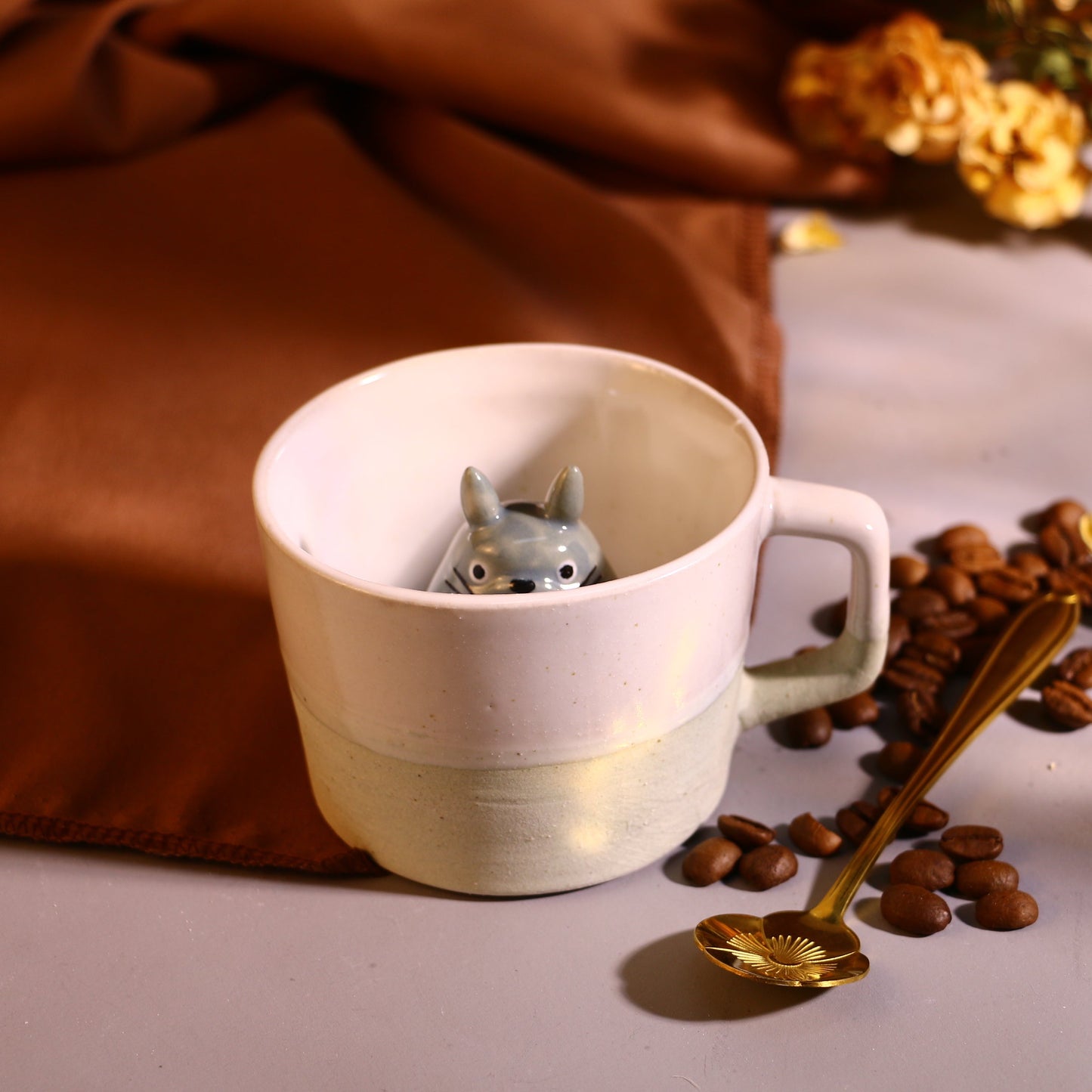 Handmade Totoro Mug – Ceramic Anime Cup for Tea & Coffee Lovers