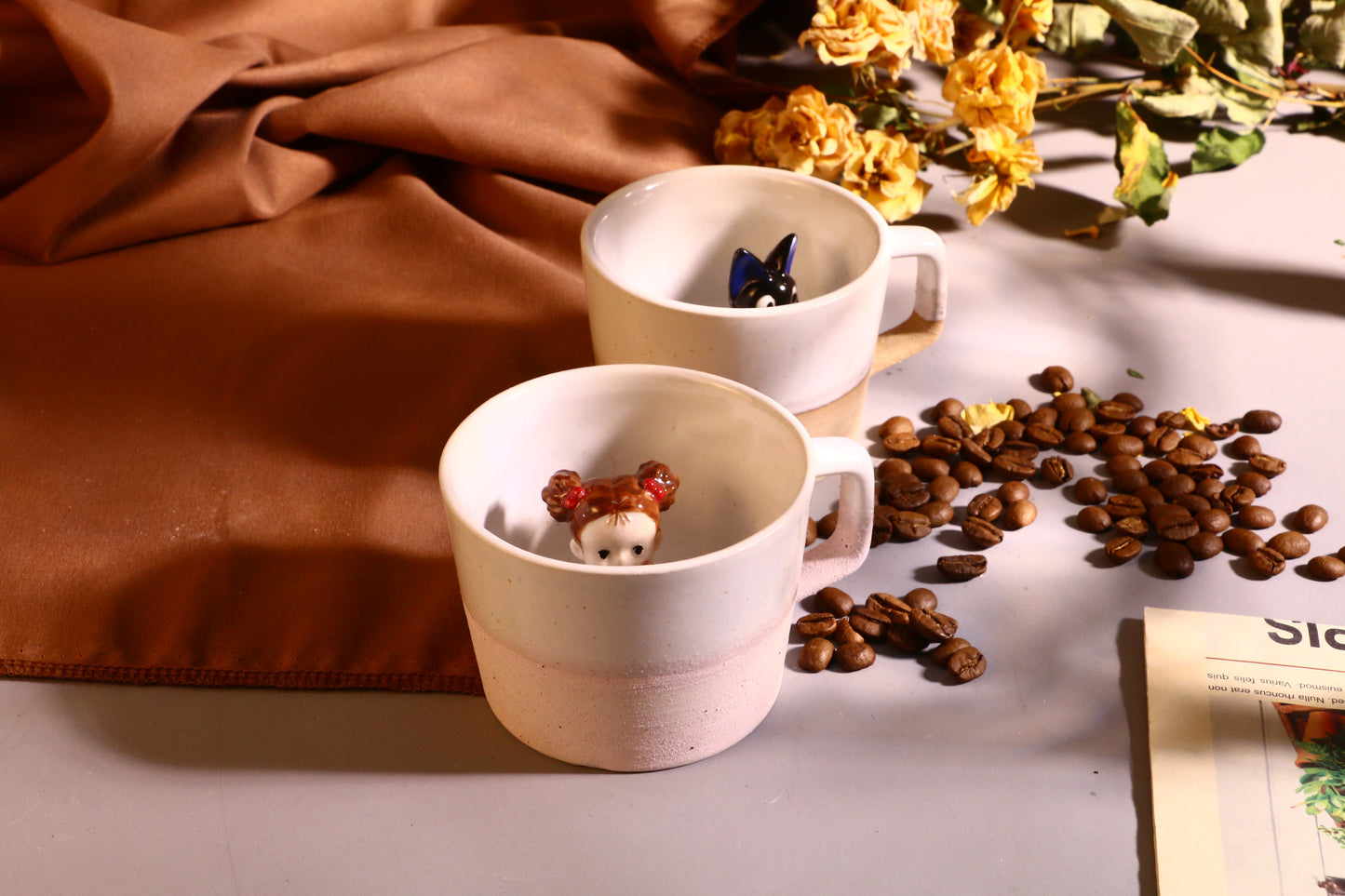 Jiji & Mei Hidden Character Mug – Handmade Ceramic Gift Cup