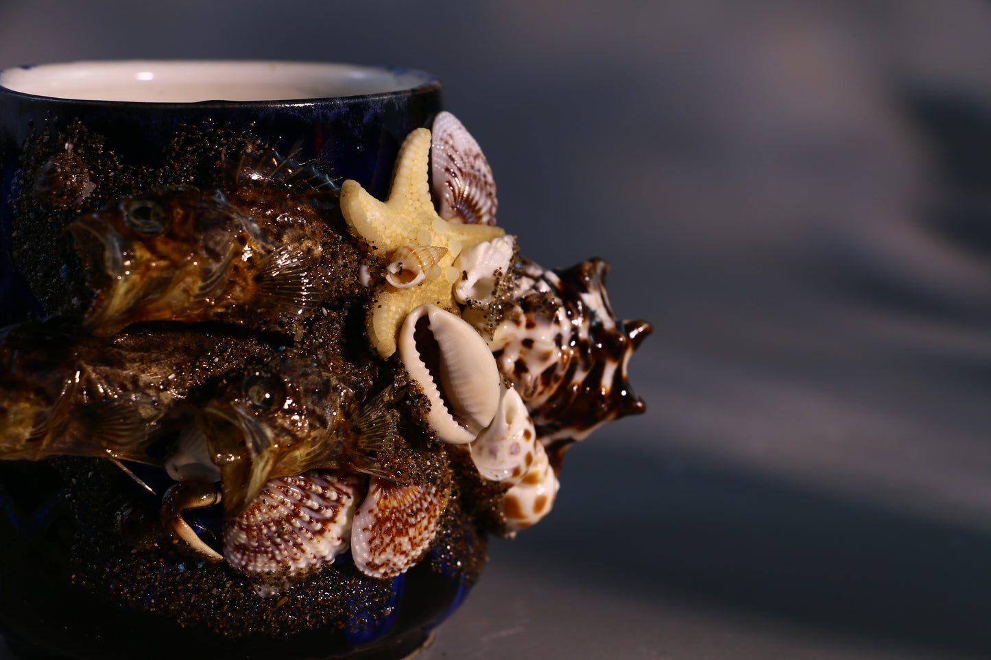 Keramik-Kaffeetasse mit Muscheln, Ozean-Serie, personalisierte handgefertigte Keramiktasse für Geschenke
