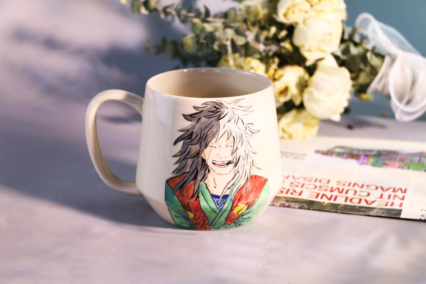 Hand painted Jiraiya Coffee Mug, Personalized Pottery Cup for Anime Lovers