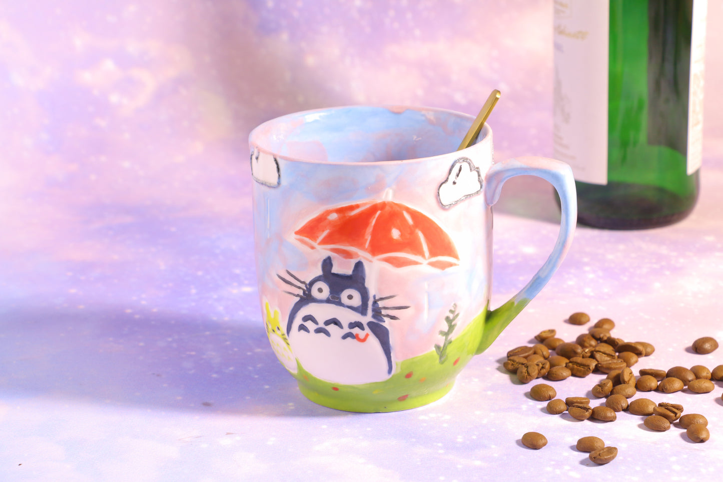 Totoro Handmade Ceramic Mug – 14oz Pottery Cup for Cozy Coffee Moments