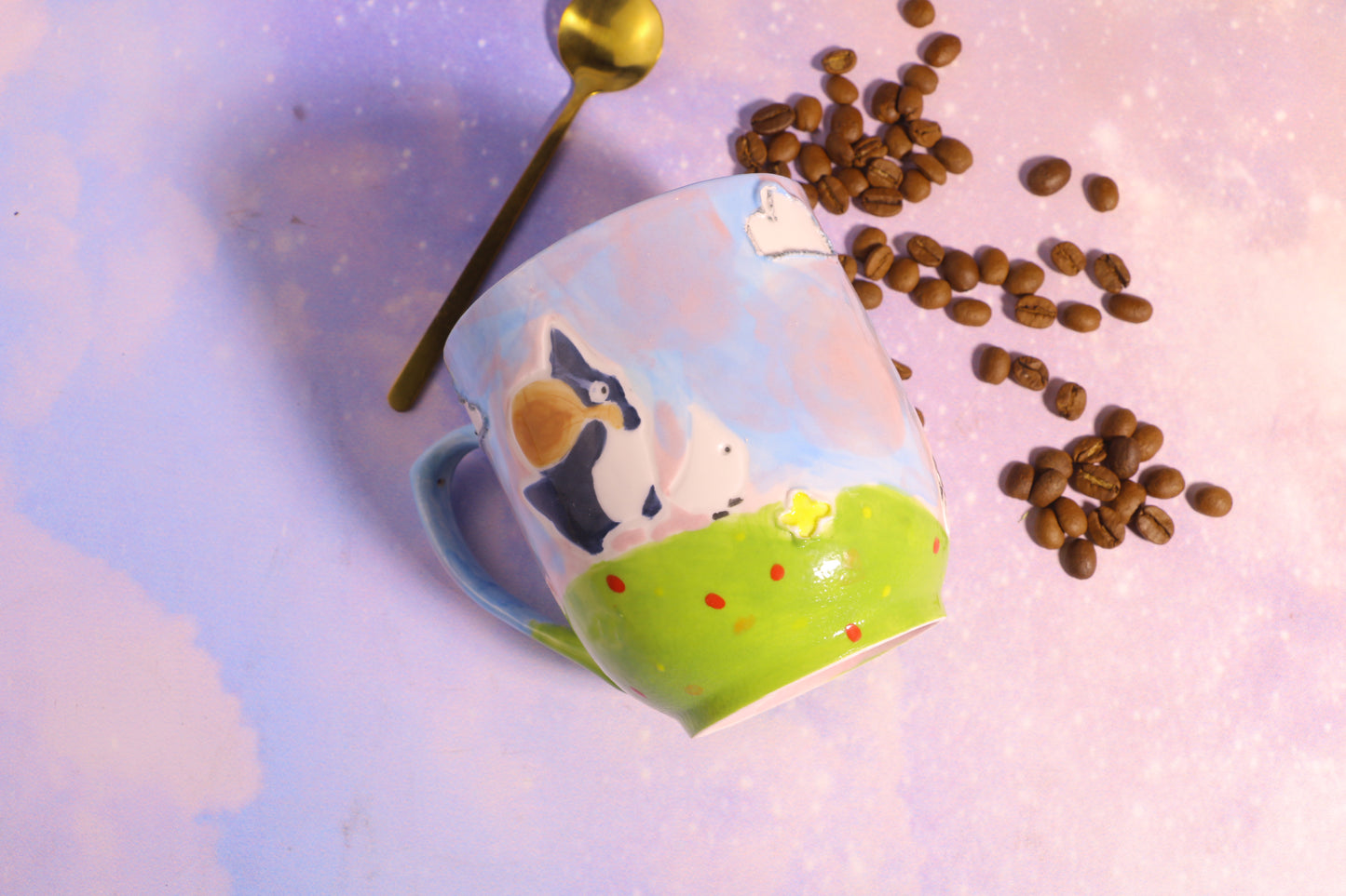 Totoro Handmade Ceramic Mug – 14oz Pottery Cup for Cozy Coffee Moments