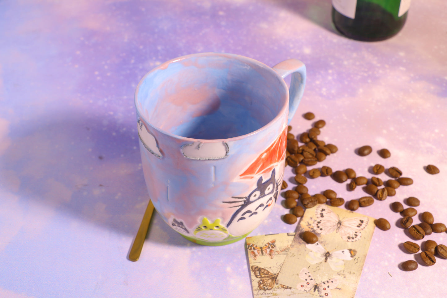 Totoro Handmade Ceramic Mug – 14oz Pottery Cup for Cozy Coffee Moments