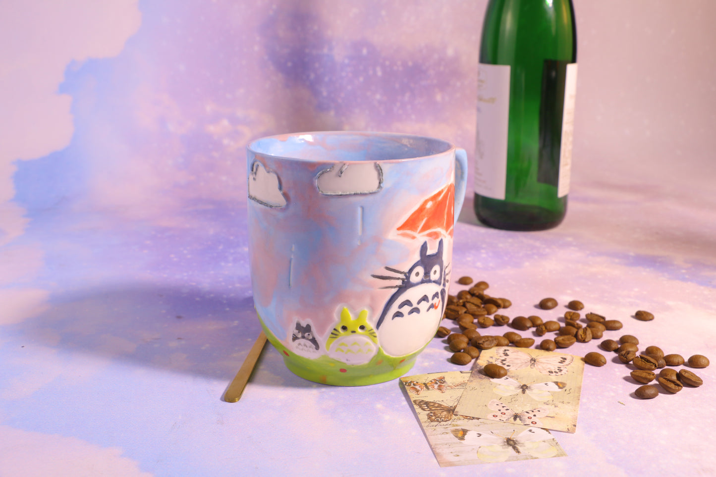 Totoro Handmade Ceramic Mug – 14oz Pottery Cup for Cozy Coffee Moments