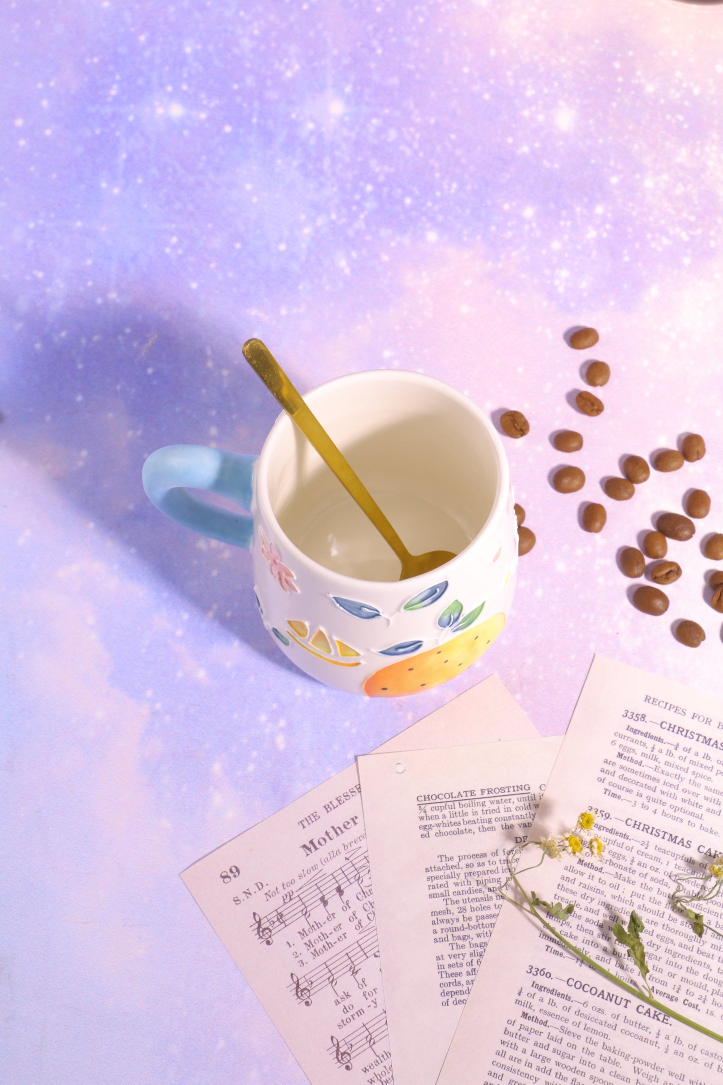 Keramik Kaffeetasse Handgefertigt, Handbemalte Obst personalisierte Keramiktasse