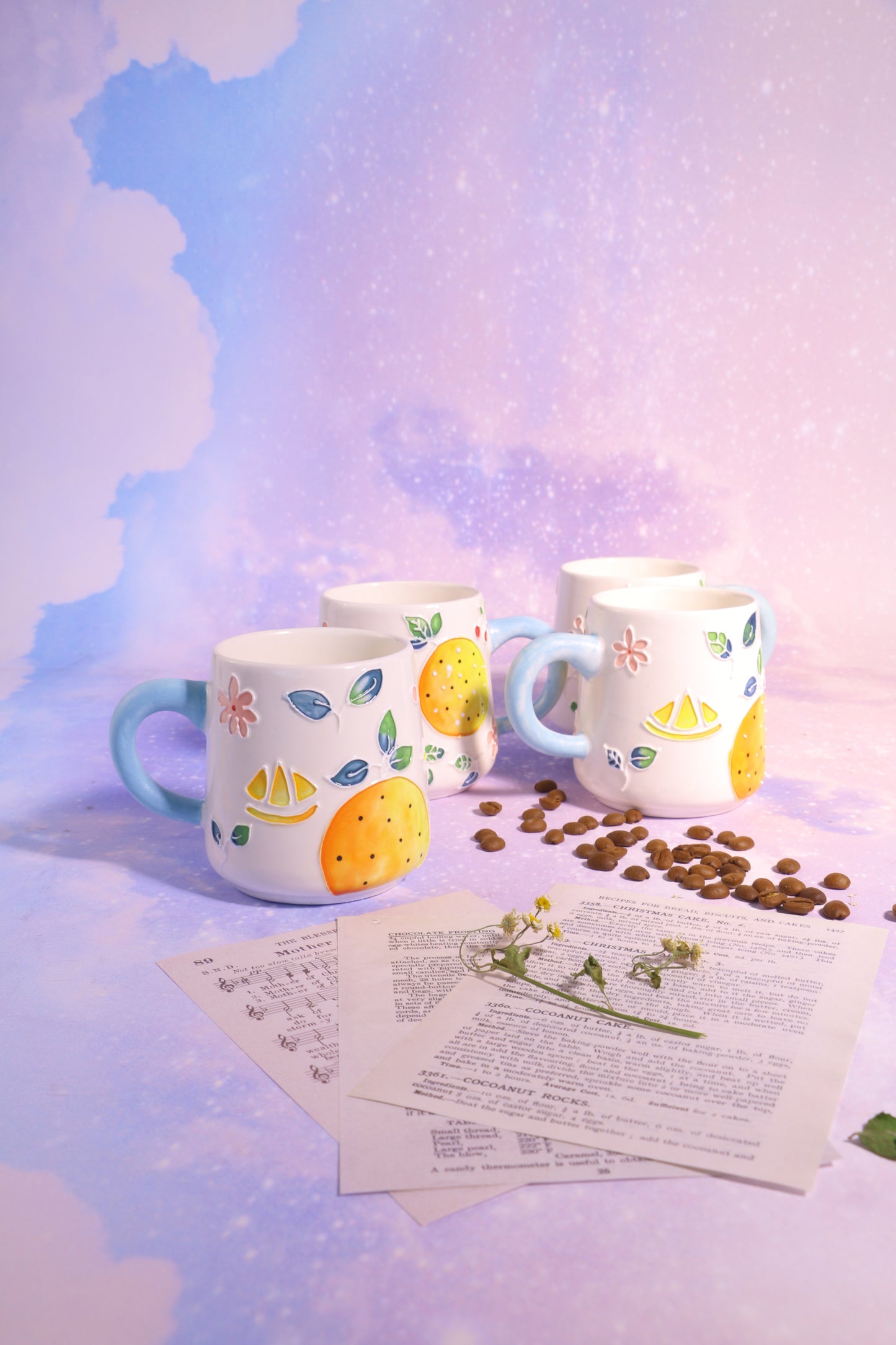 Keramik Kaffeetasse Handgefertigt, Handbemalte Obst personalisierte Keramiktasse