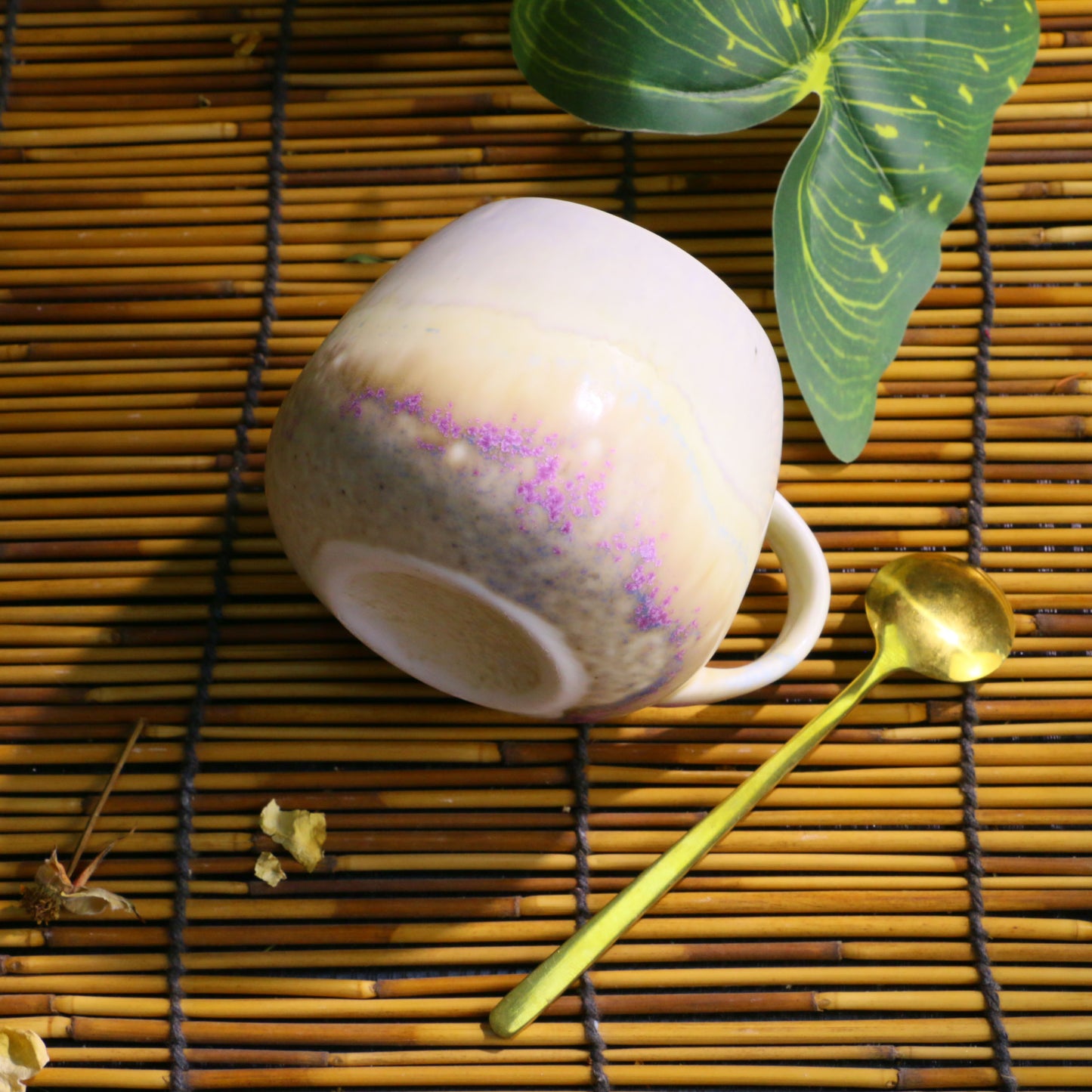 Handmade Gradient Ceramic Mug โ Unique Pottery Coffee Cup with Artistic Handle
