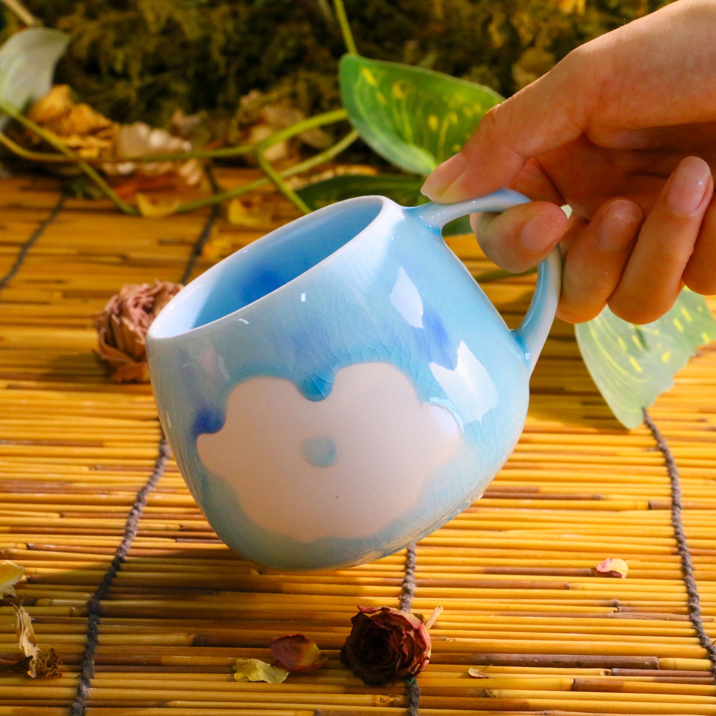 Handmade Flower Mug – Ceramic Coffee Cup with Hand-Painted Floral Design