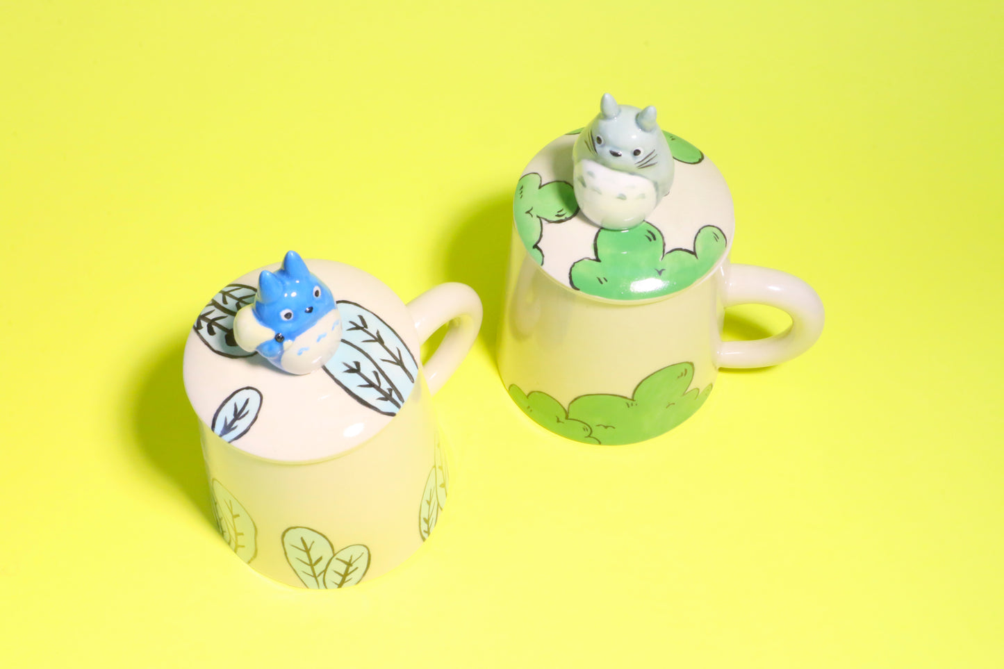 Totoro Large Ceramic Mug with Lid – Handmade Ghibli-Inspired Cup for Coffee Lovers
