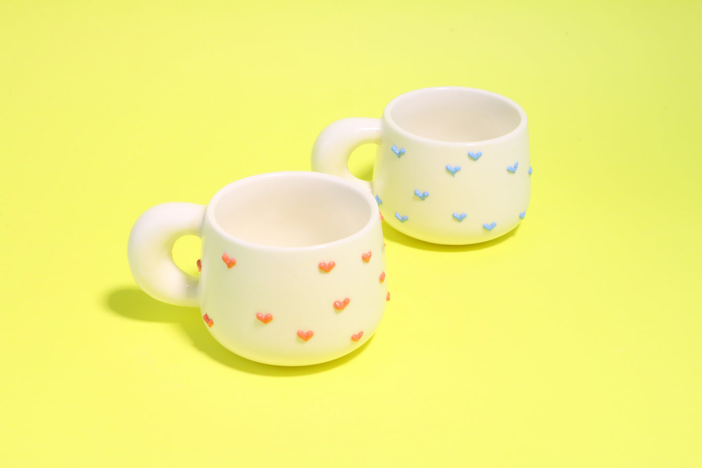 3D Heart Handmade Ceramic Coffee Mugs, Cute Personalized Pottery Tea Cup for Gifts