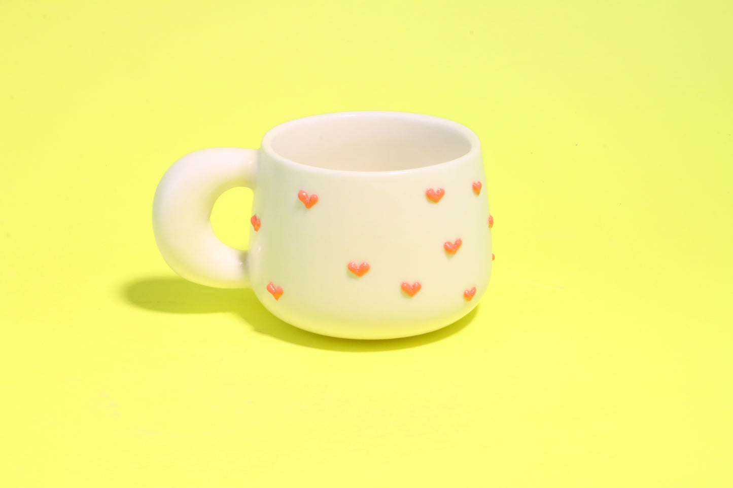 3D Heart Handmade Ceramic Coffee Mugs, Cute Personalized Pottery Tea Cup for Gifts
