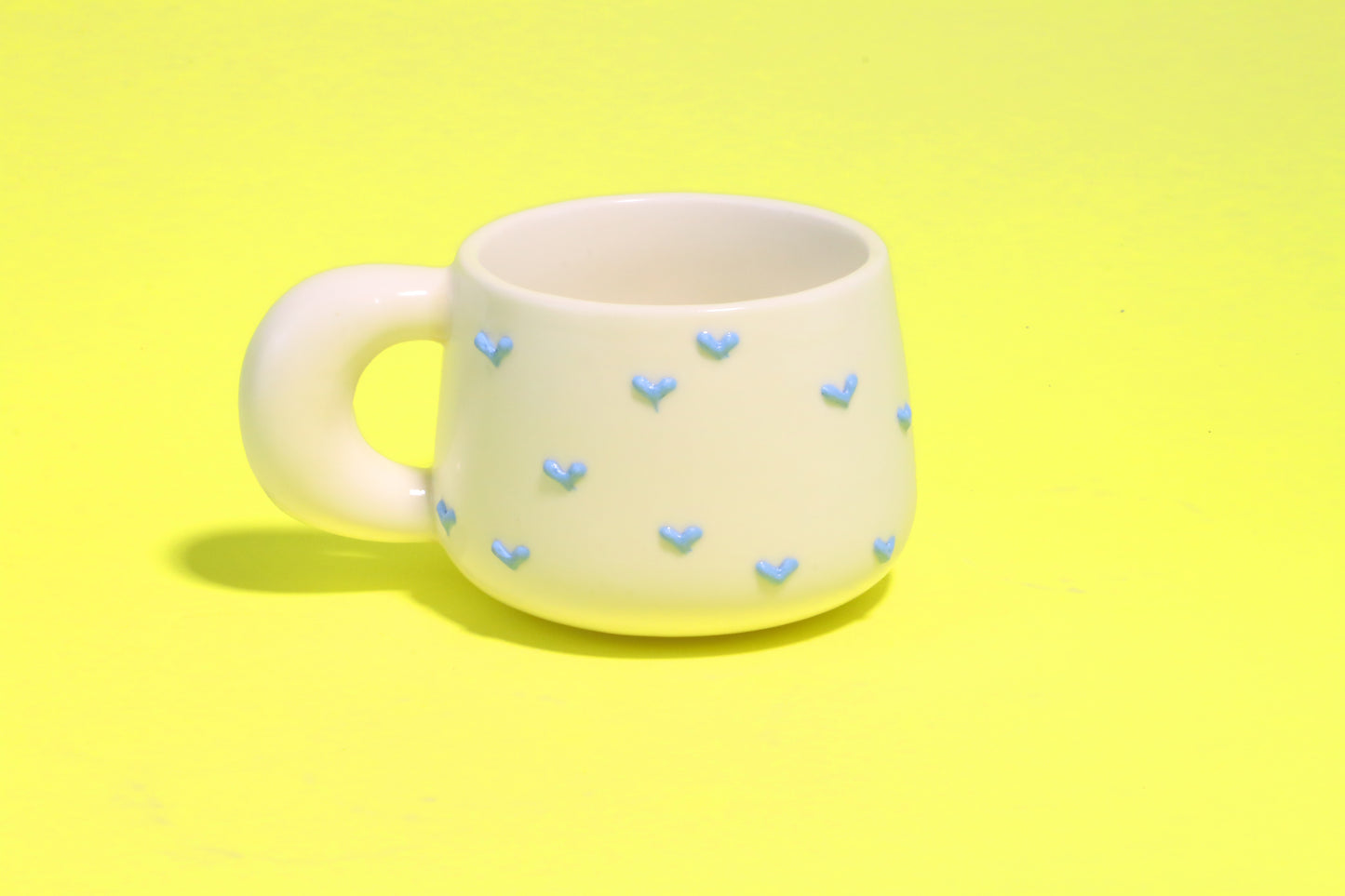 3D Heart Handmade Ceramic Coffee Mugs, Cute Personalized Pottery Tea Cup for Gifts