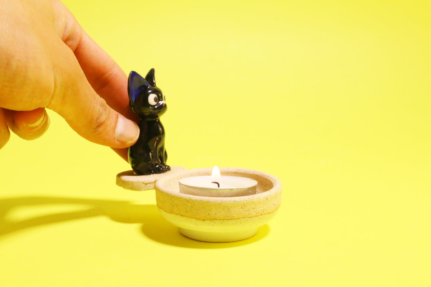 Handmade Totoro&Jiji Ceramic Candle Holder, Candlestick Holder for Home Decor, Custom Housewarming Gifts