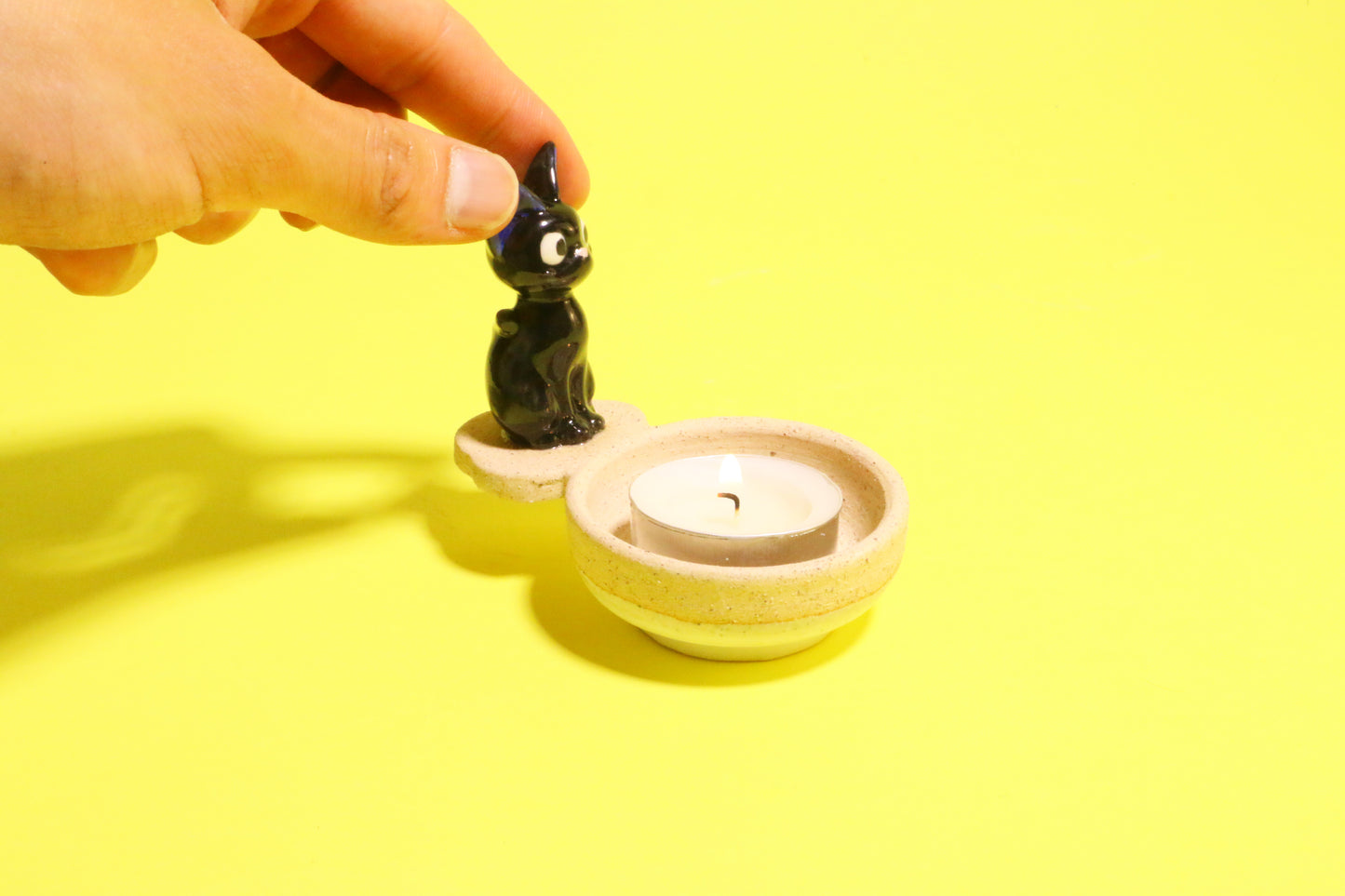 Handmade Totoro&Jiji Ceramic Candle Holder, Candlestick Holder for Home Decor, Custom Housewarming Gifts