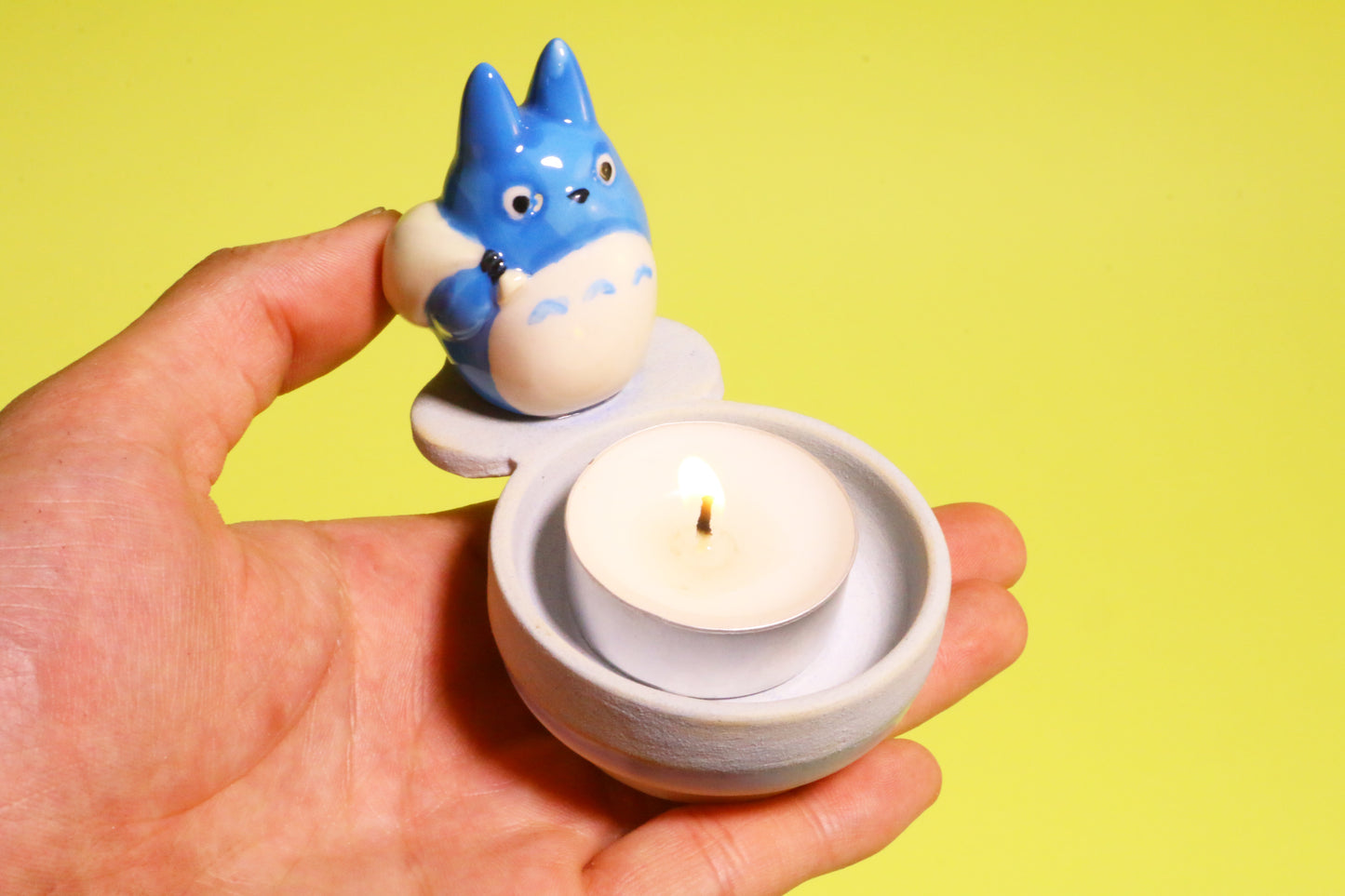 Handmade Totoro&Jiji Ceramic Candle Holder, Candlestick Holder for Home Decor, Custom Housewarming Gifts