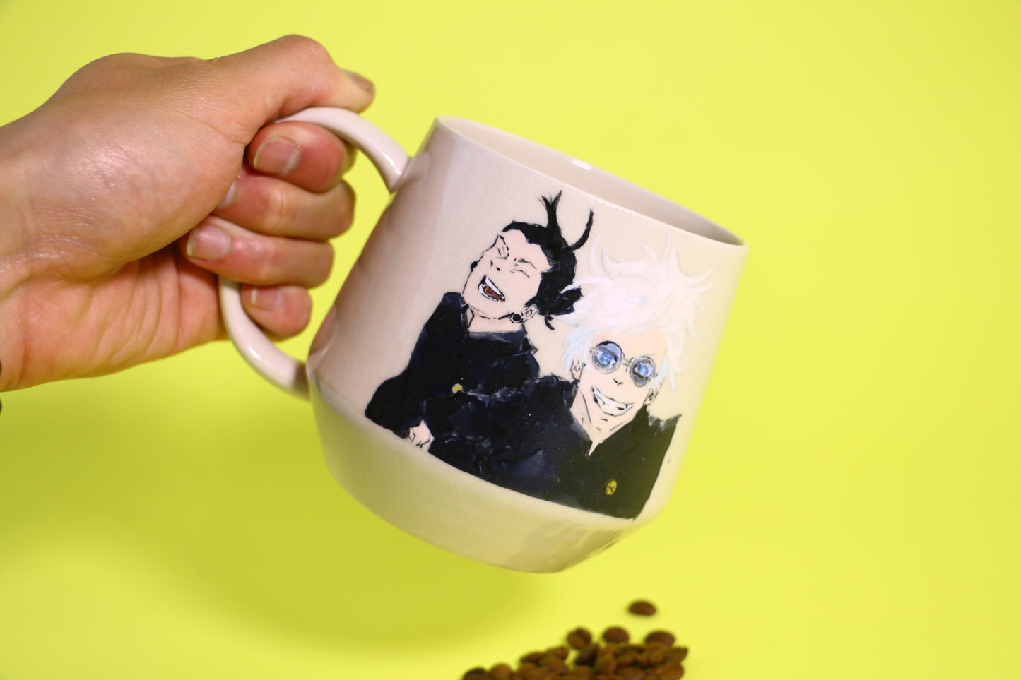 Hand painted Custom Anime Character Coffee Mug, Personalized PotteryMug for Coffee Lovers