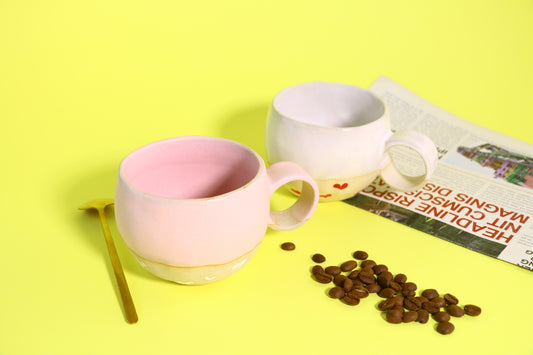 Handamde Heart Design Ceramic Mug, Cute Personalized Coffee Cup For Home Decor