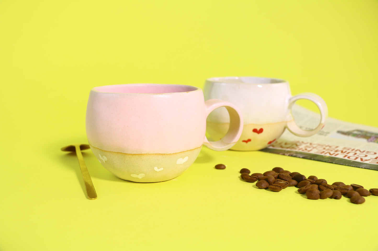 Handamde Heart Design Ceramic Mug, Cute Personalized Coffee Cup For Home Decor