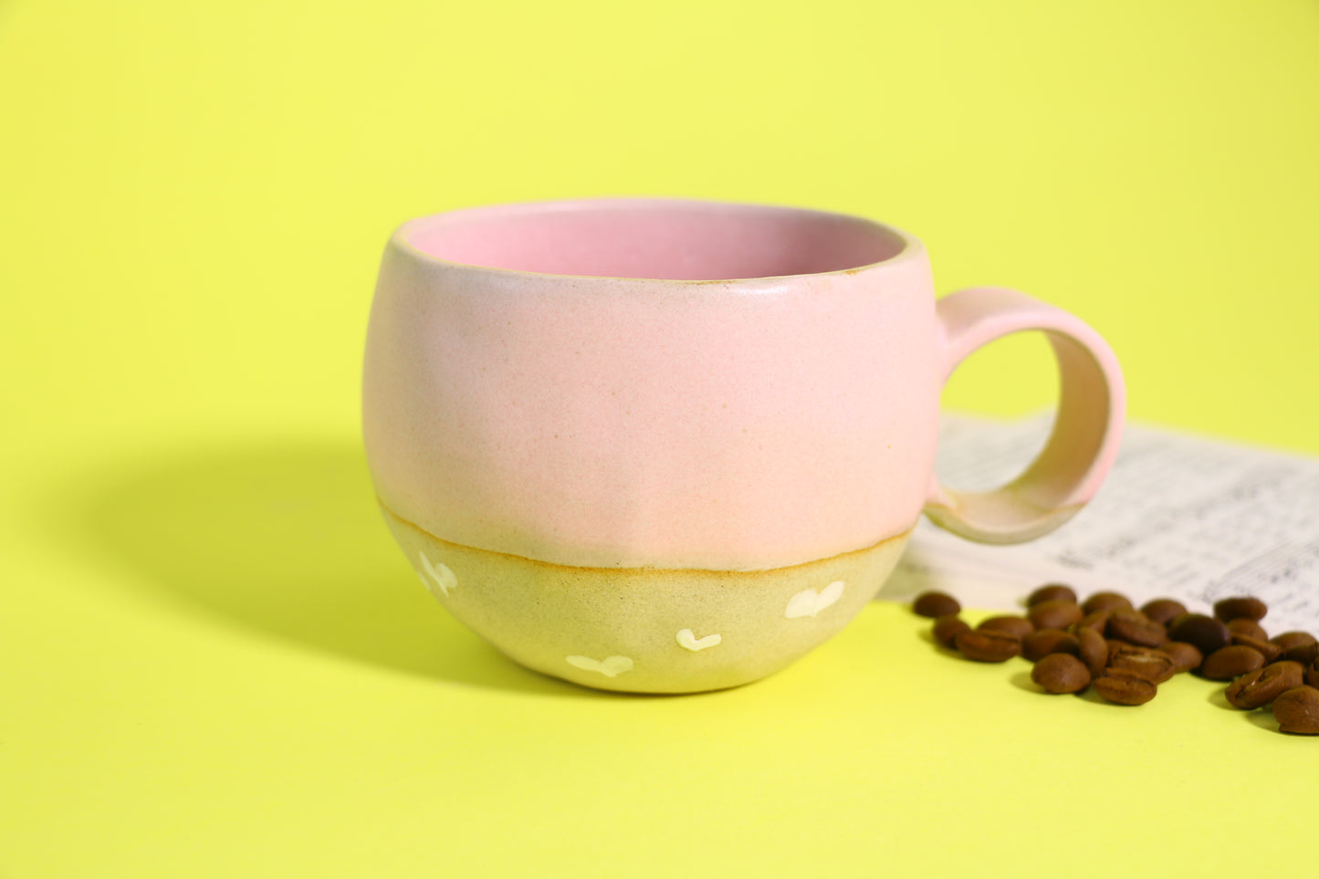 Handamde Heart Design Ceramic Mug, Cute Personalized Coffee Cup For Home Decor