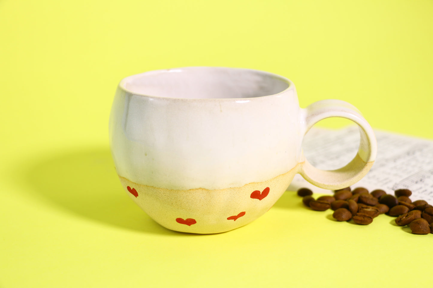 Handamde Heart Design Ceramic Mug, Cute Personalized Coffee Cup For Home Decor