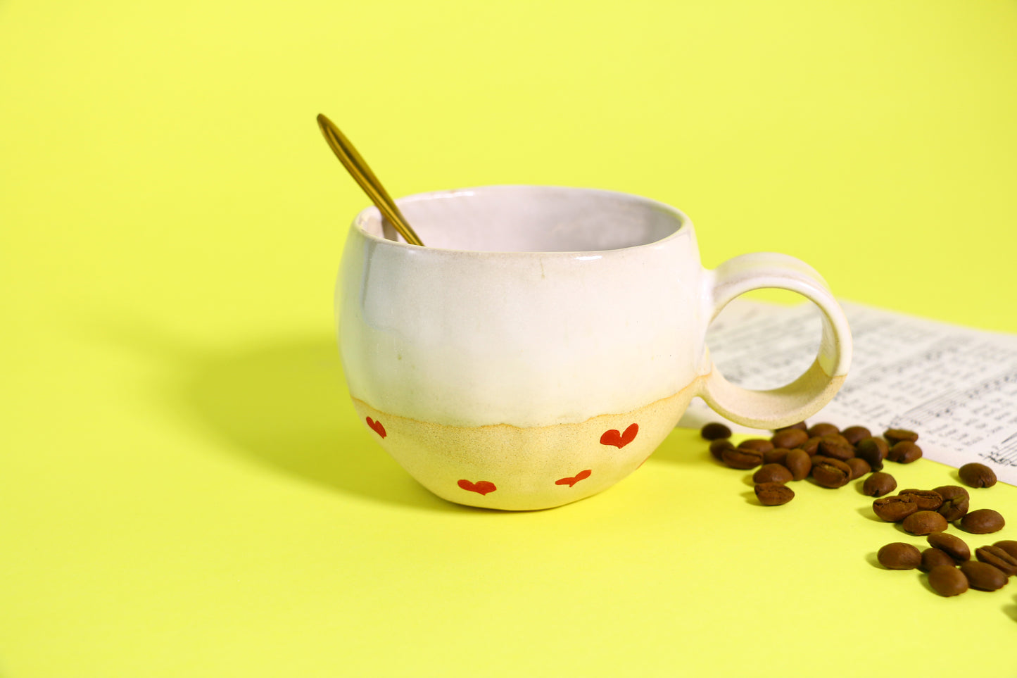 Handamde Heart Design Ceramic Mug, Cute Personalized Coffee Cup For Home Decor