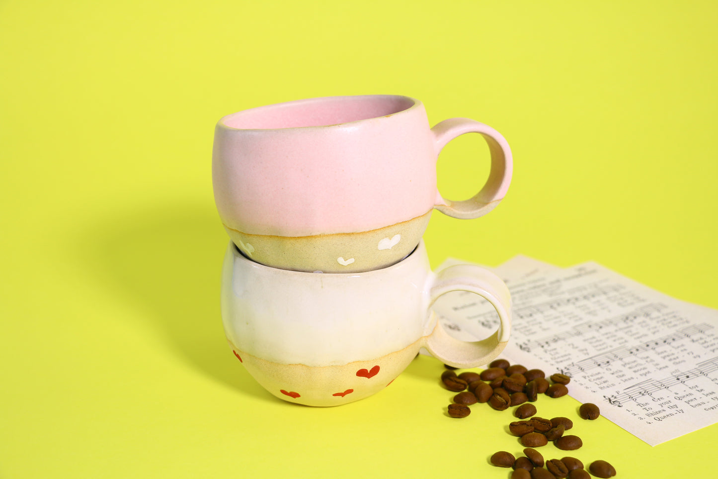 Handamde Heart Design Ceramic Mug, Cute Personalized Coffee Cup For Home Decor
