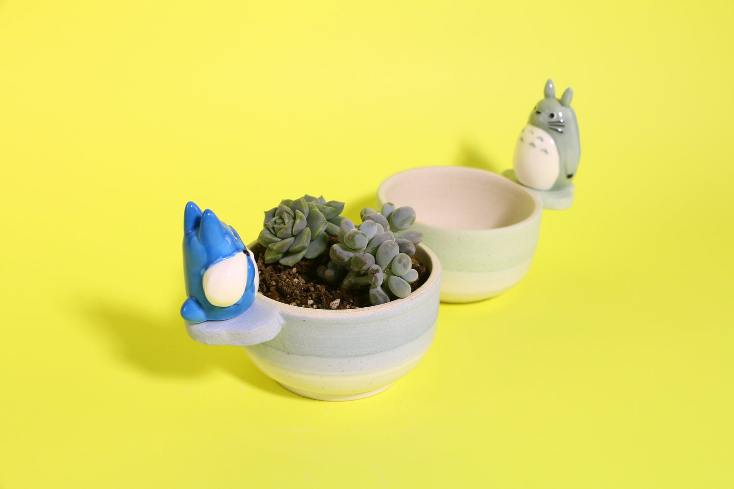 Handmade Cute Totoro&Jiji Ceramic Flower Pot, Perfect for Succulents and Small Plants