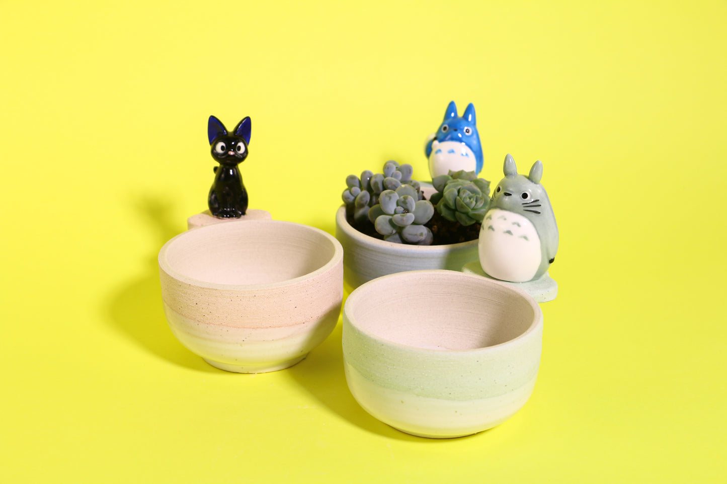 Handmade Cute Totoro&Jiji Ceramic Flower Pot, Perfect for Succulents and Small Plants