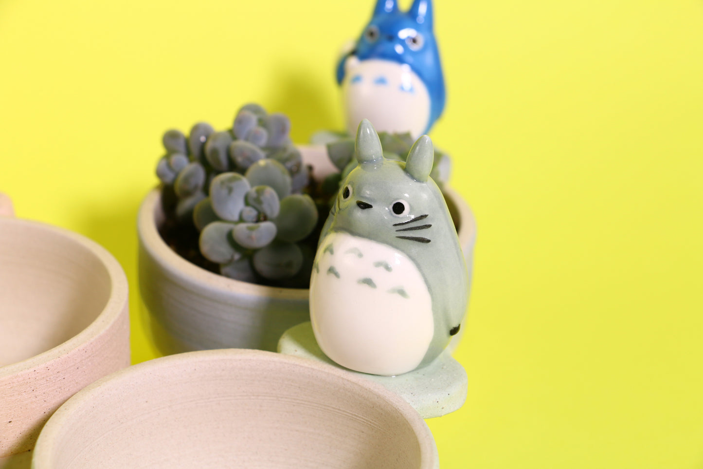 Handmade Cute Totoro&Jiji Ceramic Flower Pot, Perfect for Succulents and Small Plants