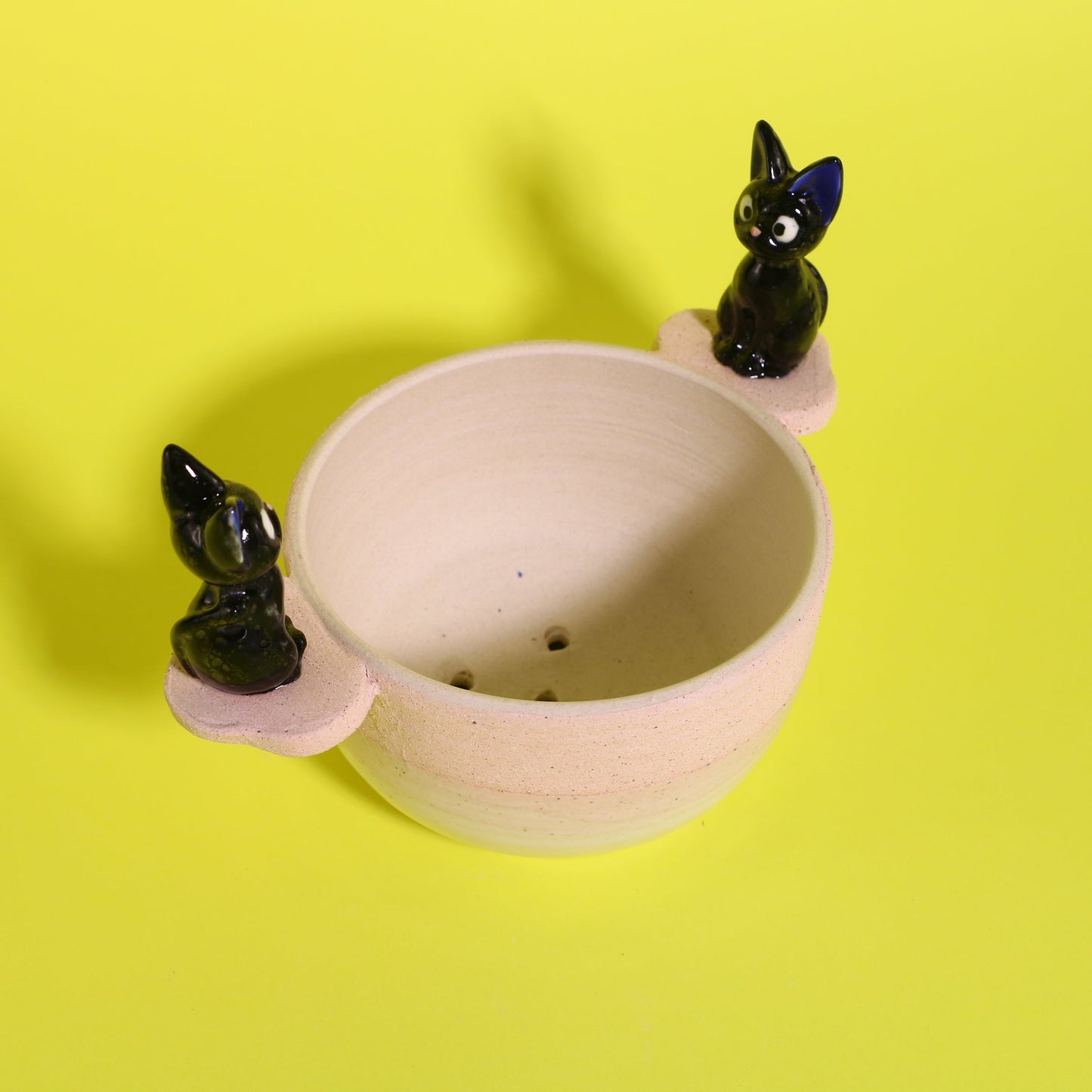 Handmade Totoro Ceramic Planter โ Unique Hand-Painted Succulent Pot with Drainage Hole