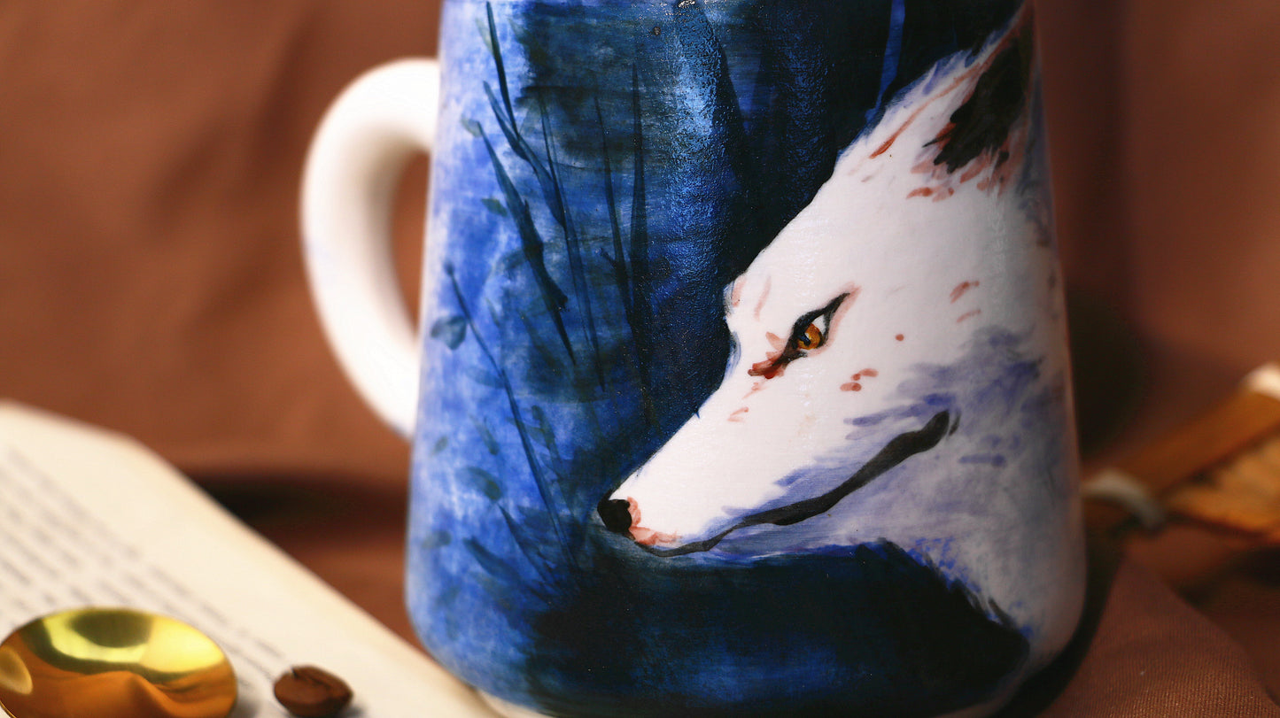 Princess Mononoke Ceramic Coffee Mug, Handmade Pottery Cup for Anime Lovers