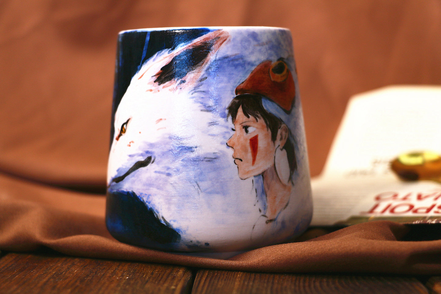 Princess Mononoke Ceramic Coffee Mug, Handmade Pottery Cup for Anime Lovers