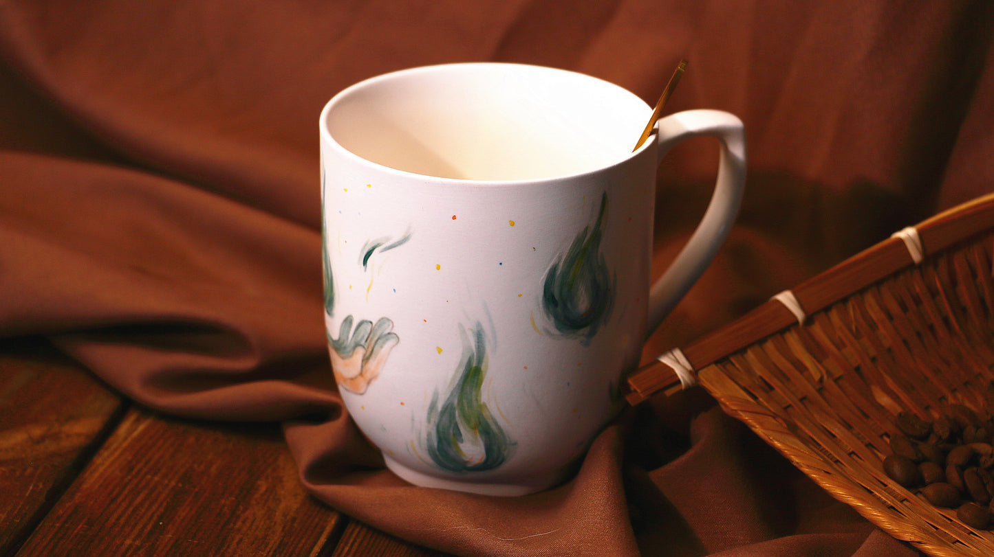 Howl Hand-painted Ceramic Coffee Mugs, Personalized Pottery Cup for Anime Lovers