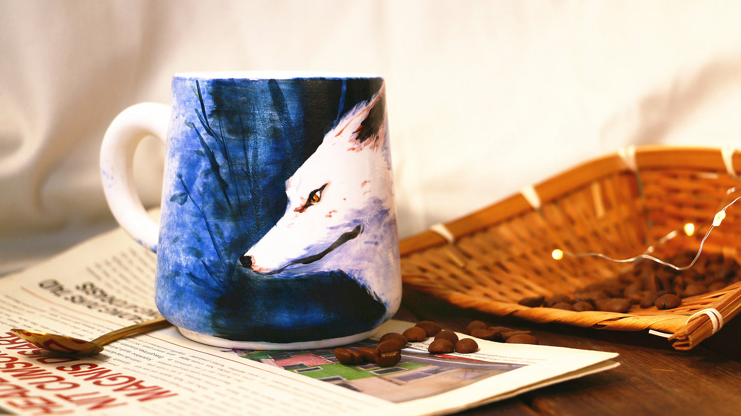 Princess Mononoke Ceramic Coffee Mug, Handmade Pottery Cup for Anime Lovers