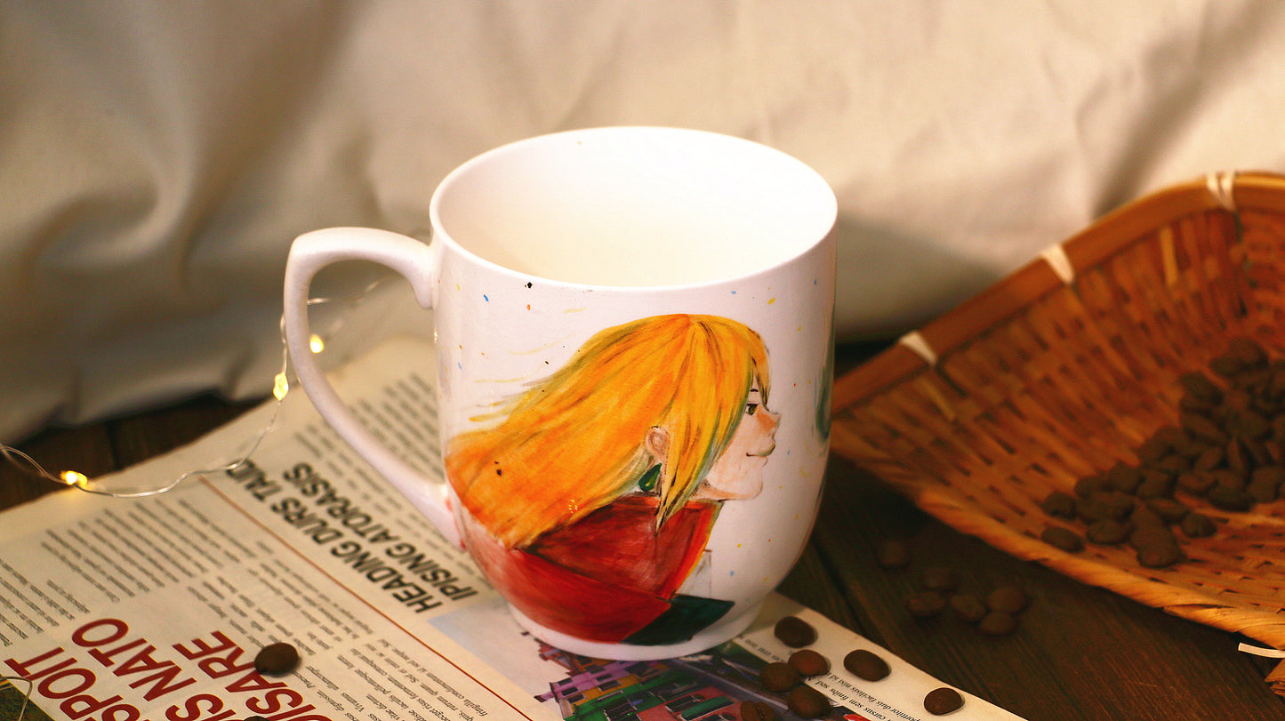 Howl Hand-painted Ceramic Coffee Mugs, Personalized Pottery Cup for Anime Lovers